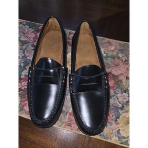 J.Crew Mens Camden Black Leather Penny Loafers AV166 Size 8.5 Slip On Dress Shoe